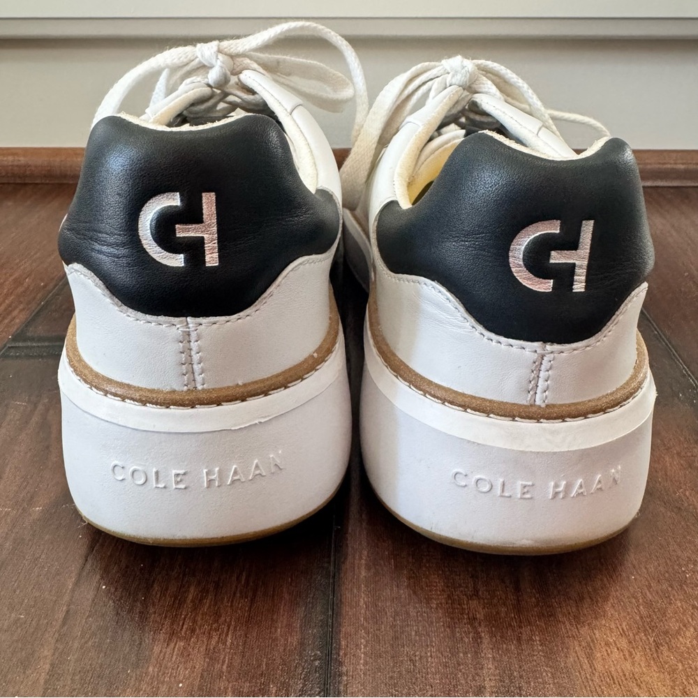 Cole Haan Grandpro Topspin White Leather Sneakers with Black Detail - Picture 7 of 12